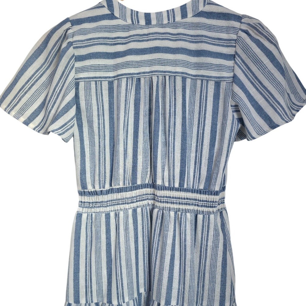Monteau LA Blue Stripe Midi Dress Women S Boho Summer Elastic Waist - Picture 6 of 10